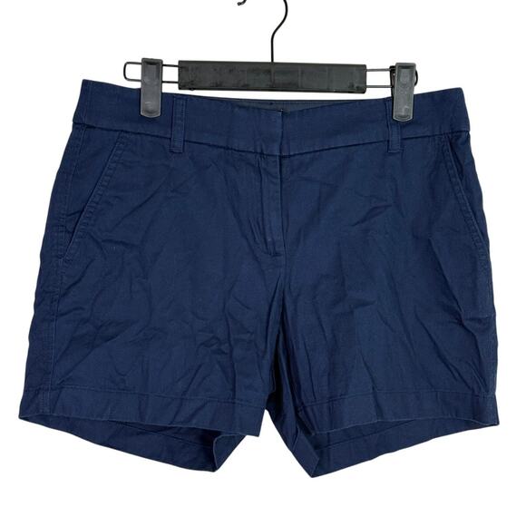 J. Crew Cotton Classic Chino Utility Flat Front Pocket Casual Shorts 4 Navy Blue - Picture 1 of 15